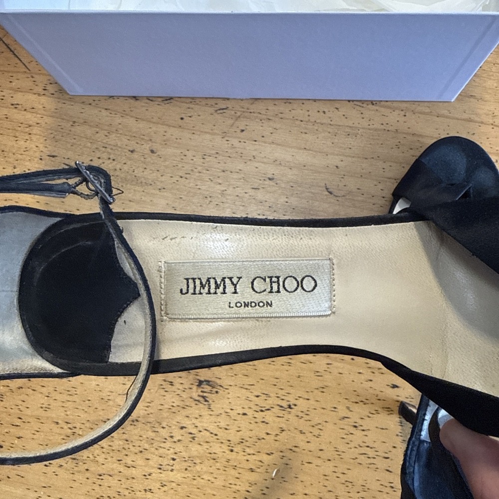 Jimmy Choo Black Satin Macy Shoe 39 Timeless, Classy - Picture 3 of 6